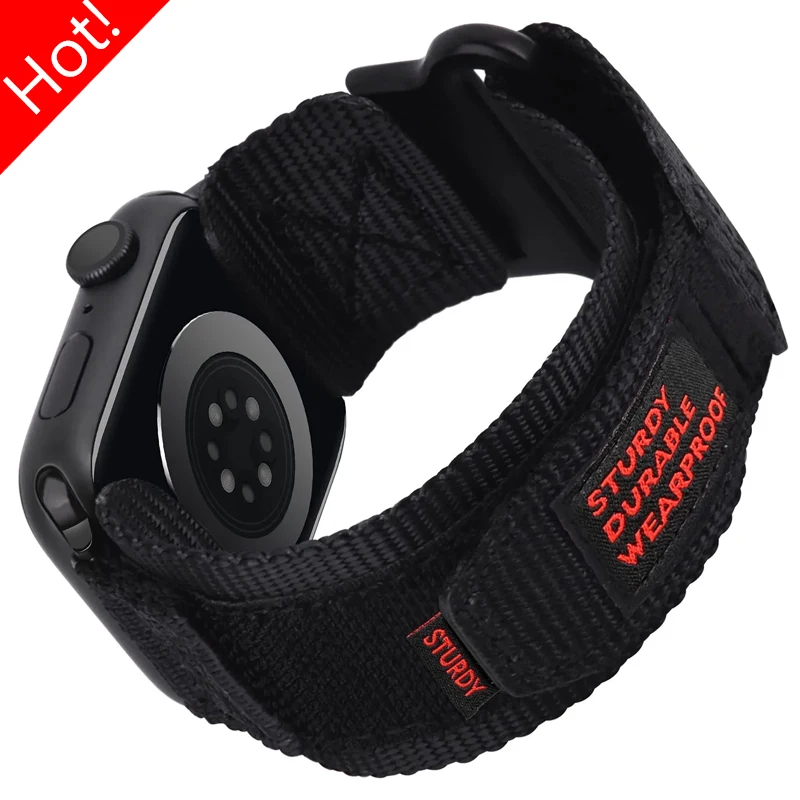 Tactical Nylon Strap for Apple Watch Ultra 2 Band 49mm 44mm 41mm 45mm 40mm 42mm Sports Bracelet for Iwatch Series 9 8 7 6 SE 5 4