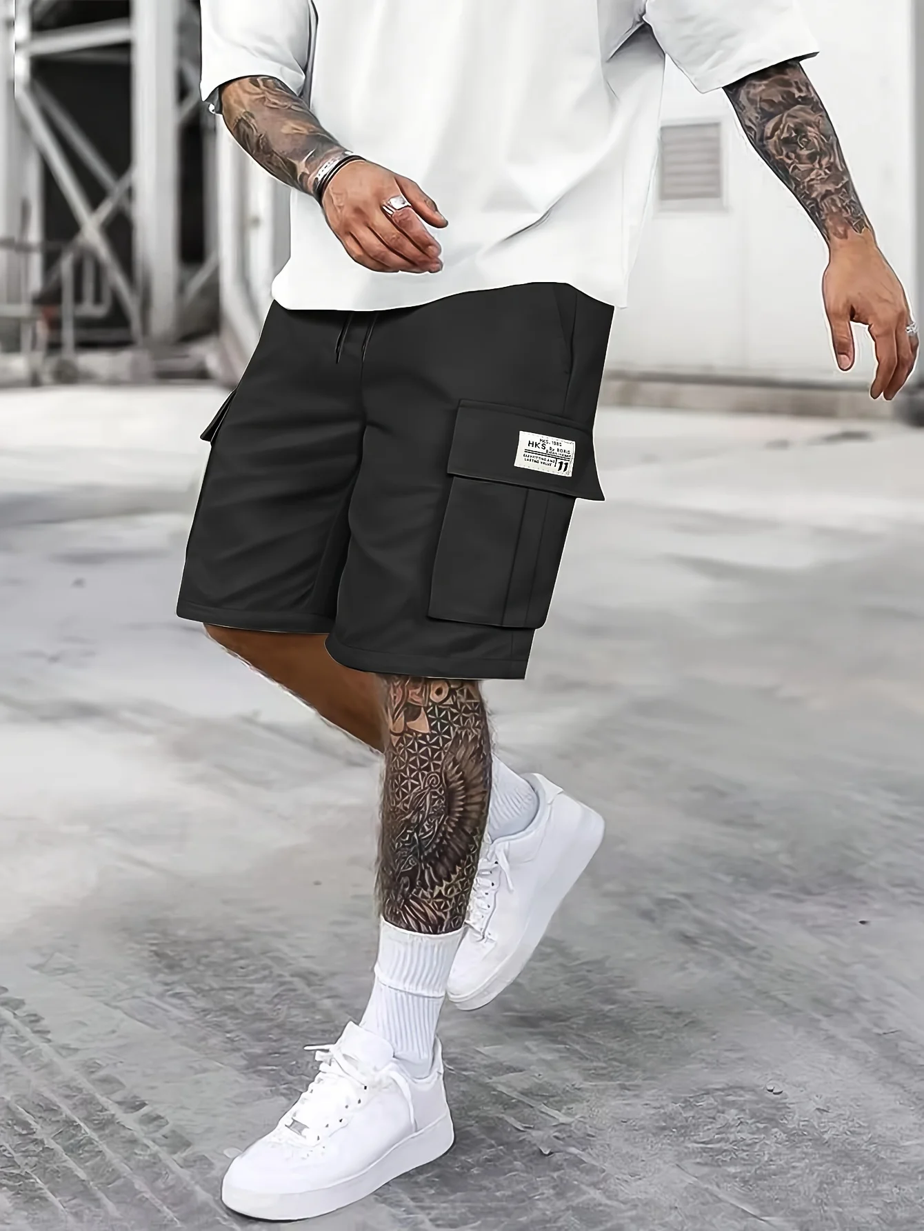 Men's Casual Drawstring Cargo Shorts With Pocket For Summer Outdoor