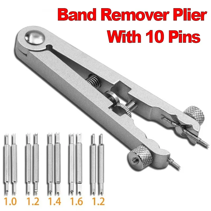 Watchband Spring Bar Plier Bracelet Remover 6825 Watch Strap Aluminum Alloy Repair Removing Tool V-Shaped Adjuster Plier 10 Pins