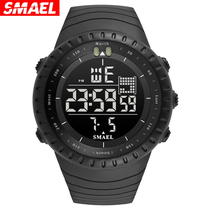 SMAEL Brand Men Electronics Watch Outdoor Sports Waterproof Big Dial Digital LED Alarm Digital-watch 1237 Sport Watch