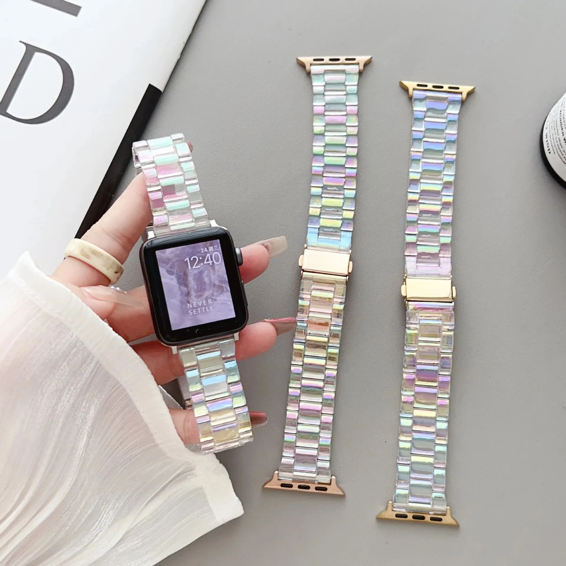 Transparent Strap for Apple Watch Band Series 9 8 7 6 SE 5 4 Bracelet Ultra 2 49mm 41mm 45mm 40mm 44mm Colorful Style Wrist Belt