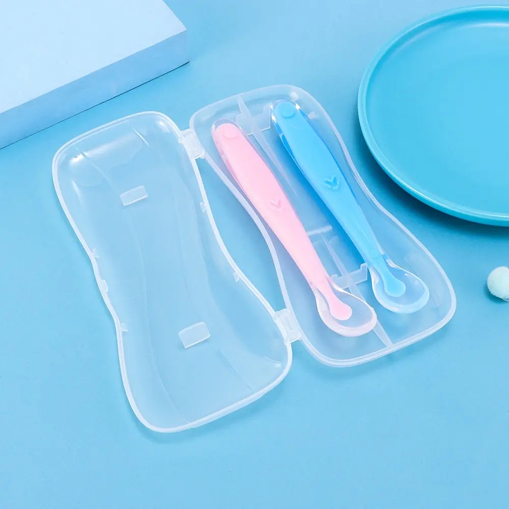 Silicone Spoon Set Baby Spoon Baby Silicone Soft Spoon PP Plastic Spoon Box