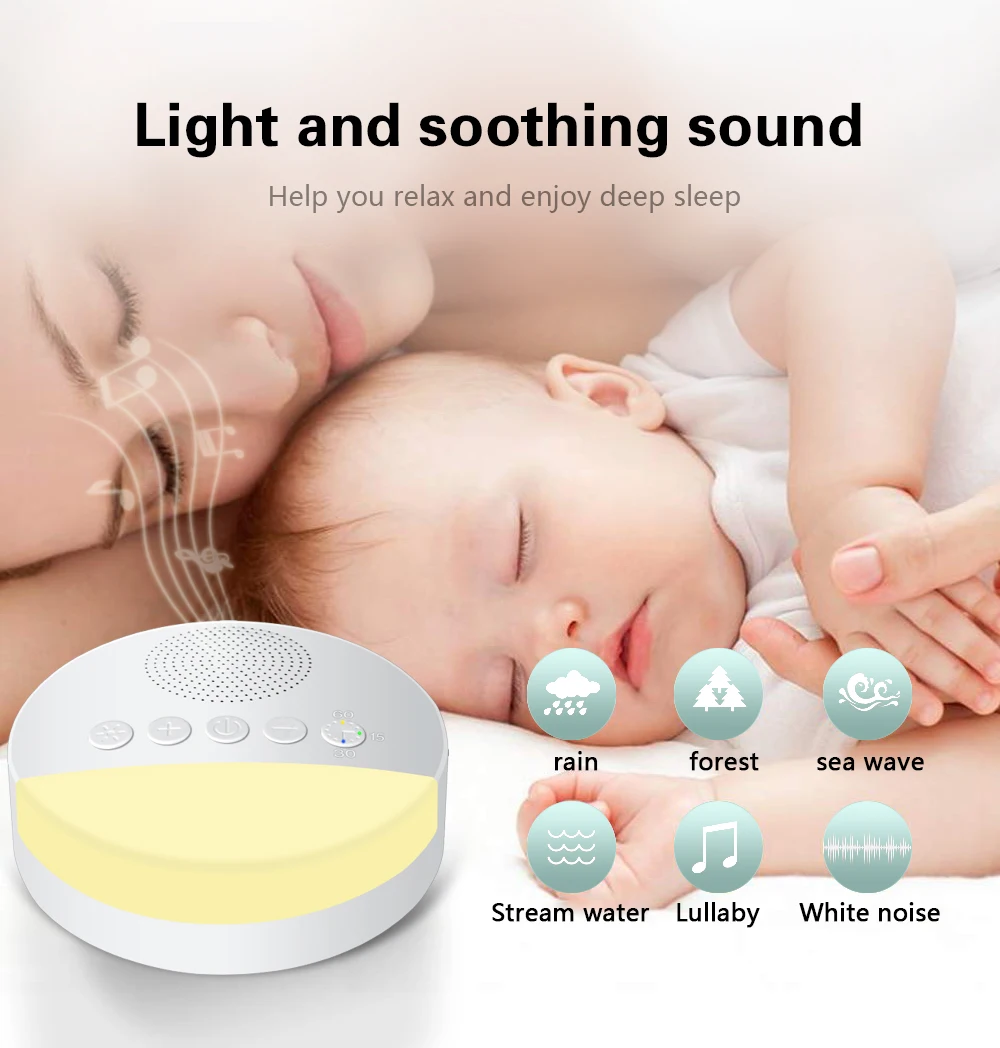 Portable Sleep Monitor Home Travel Intelligent Timer Sleeper 5-second Gradual Breathing Lightweight Soothing Music Baby Sleeper