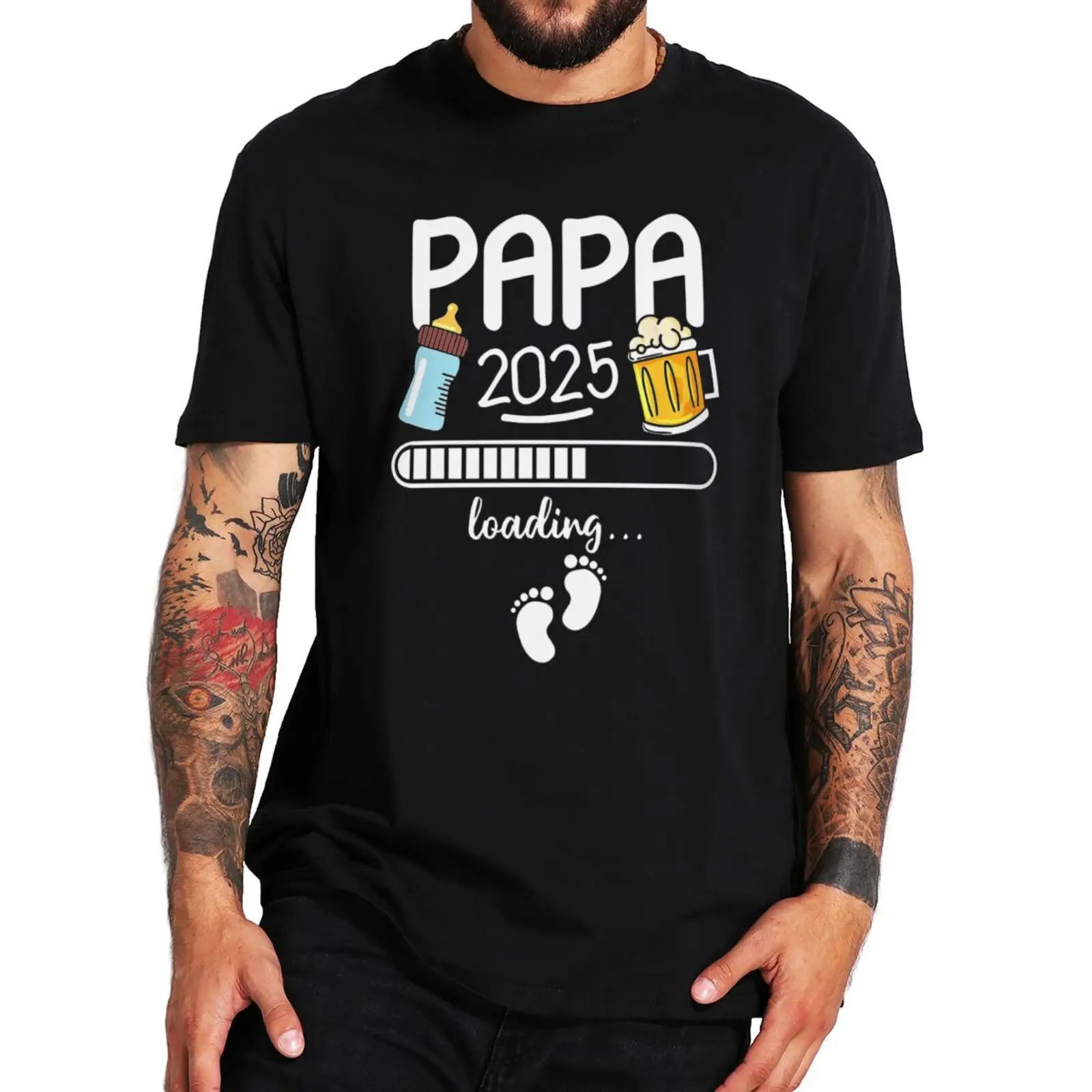 Papa 2025 T Shirt Future Dad And Mom French Texts Beer Lovers Father's Day Gift Men Clothing 100% Cotton Soft T-shirt EU Size