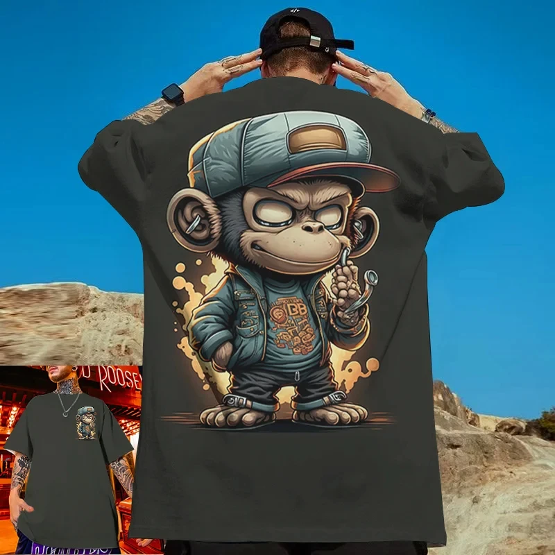 Cool Music Hip Hop Men's T-shirt 2024 New DJ Monkey 3D Print Large Fashion Personalized Casual Men's Clothing Short Sleeve