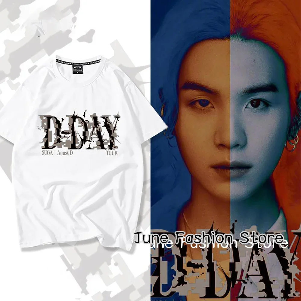 Kpop Suga Agust D D-DAY T-Shirt Summer Women Clothing Fashion Tops Tees Men Casual Solid Color korean Y2K  quick drying