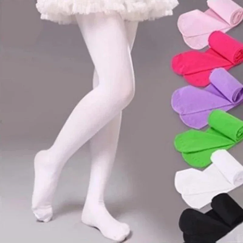 Summer Spring Candy Color Kids Pantyhose Ballet Dance Tights for Girls Stocking Children Velvet Solid White Pantyhose