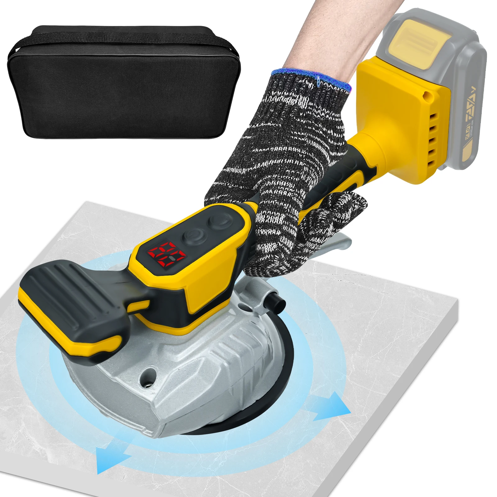 Main Brushless Tile Vibration Leveling Machine 8 Adjustable Speed Digital Display Cordless Tiler Vibrator for Dewalt (No Battery) image