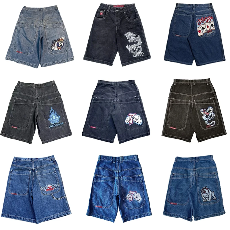 JNCO Baggy Denim Shorts Men Women Streetwear Y2K Style Hip Hop Harajuku Pocket Shorts Retro Casual Gothic Basketball Shorts New