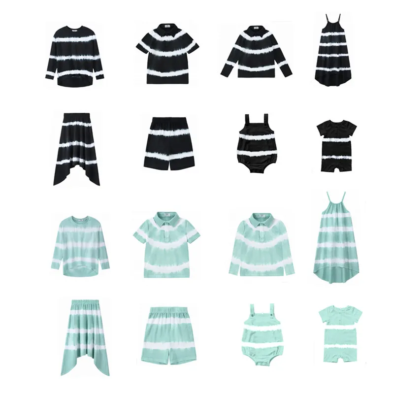 AP tie dye collection boys girls spring summer striped family matching clothes children fashion cotton casual tee dress skirt