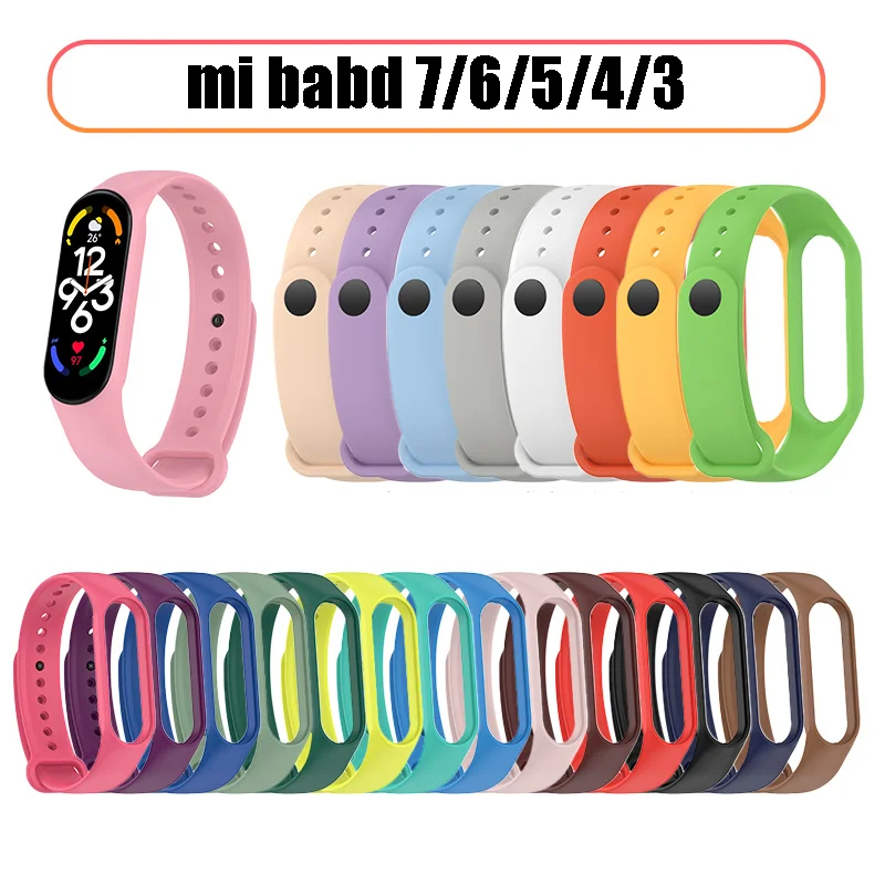 Strap For Xiaomi Mi Band 6 5 4 3 7 Silicone Bracelet Sport Wrist Replacement Strap Soft For Mi band 7 5 4 Wristband Accessories