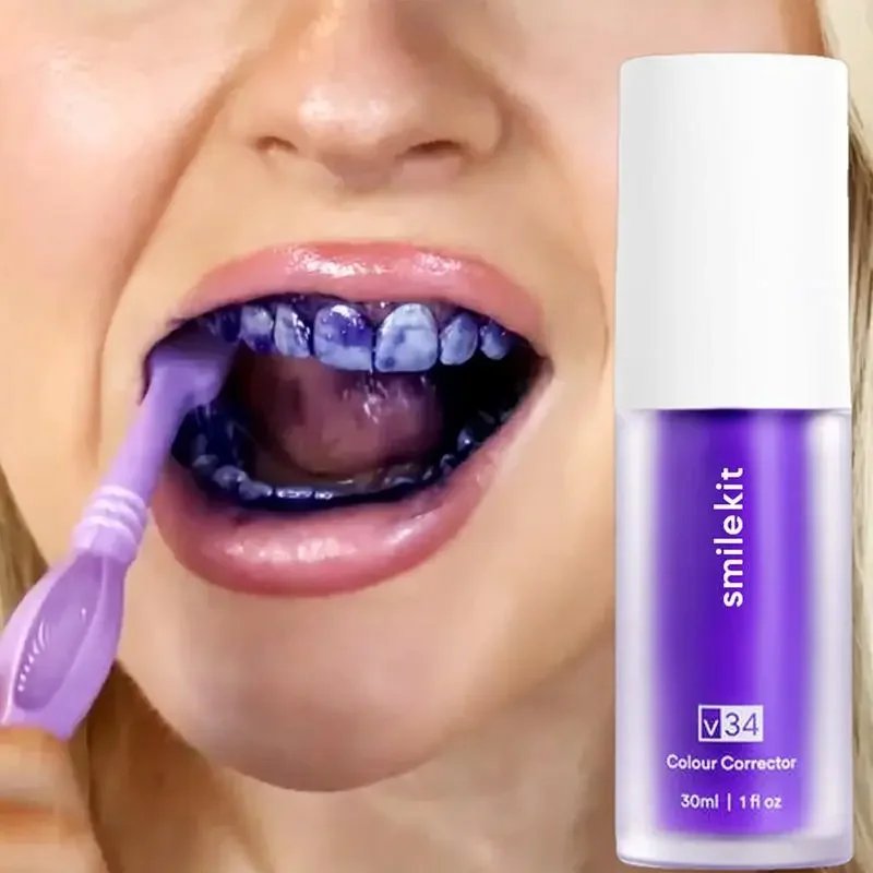 Main 30ml V34 SmileKit Purple Toothpaste Removes Tartar Clean Oral Hygiene Fresh Breath Whitening Teeth Care Products image