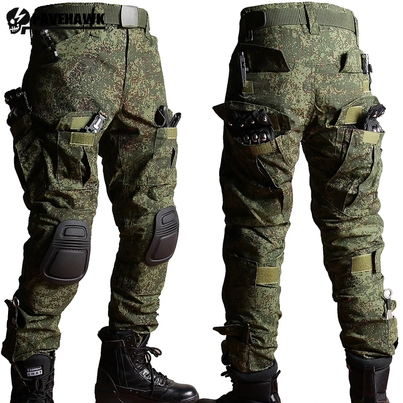 Camouflage Combat Cargo Pants Mens Wear-resistant Hiking Hunting Overalls Breathable Multi Pocket Waterproof Elasticity Trousers