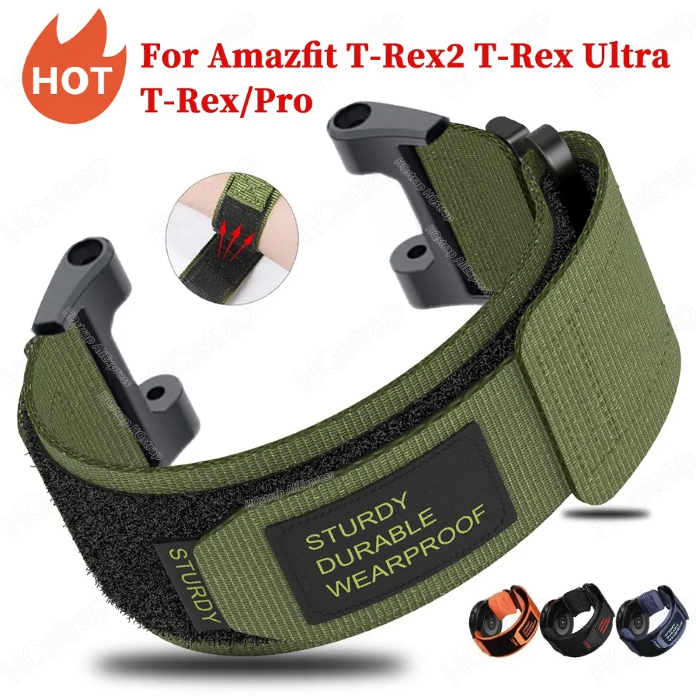 Nylon Loop Strap for Huami Amazfit T-rex 2 Ultra Watch Band for Amazfit T-rex Pro T Rex Tyrannosaurus Smartwatch Sport Bracelet