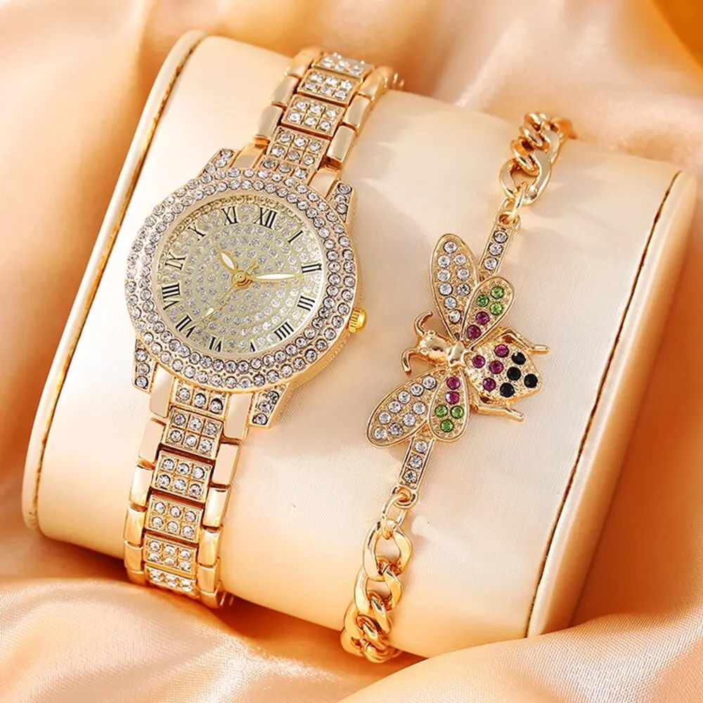 Women's Watch Set Luxury Fashion Casual Women's Quartz Watch Fashion Casual Bracelet Watch Set