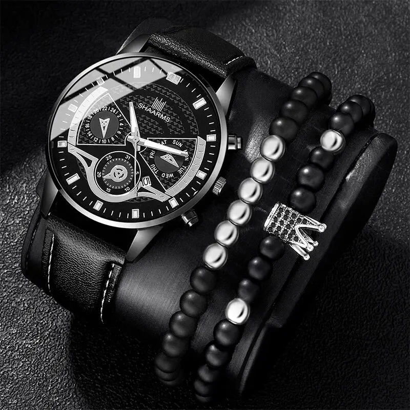 3PCS Set Men Watch Minimalist Men's Fashion Ultra Thin Watches Simple Men Business Leather Quartz Wristwatch Relogio Masculino