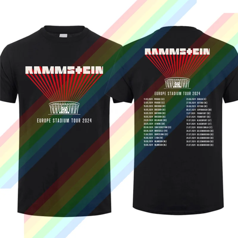 Men T Shirt 2024 Casual Rammstain Europe Tour 2024 T-shirt Graphic Oversized Breathable Comfortable Streetwear S-3XL Cool Tee