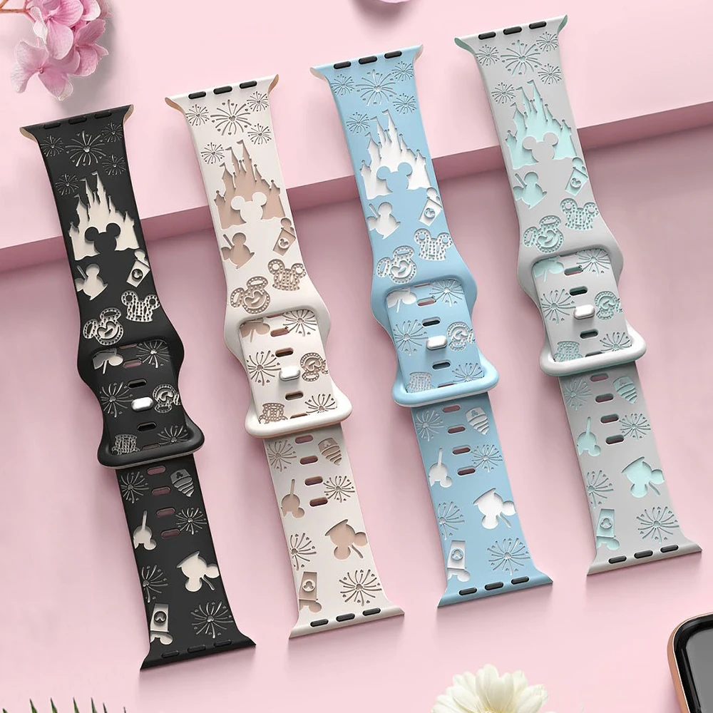 Cartoon Silicone Loop Strap for Apple Watch 40mm 41mm 42mm 44mm 45mm 49mm Soft Band Iwatch Series 6 5 4 3 Se 7 8 9 Ultra2 Correa