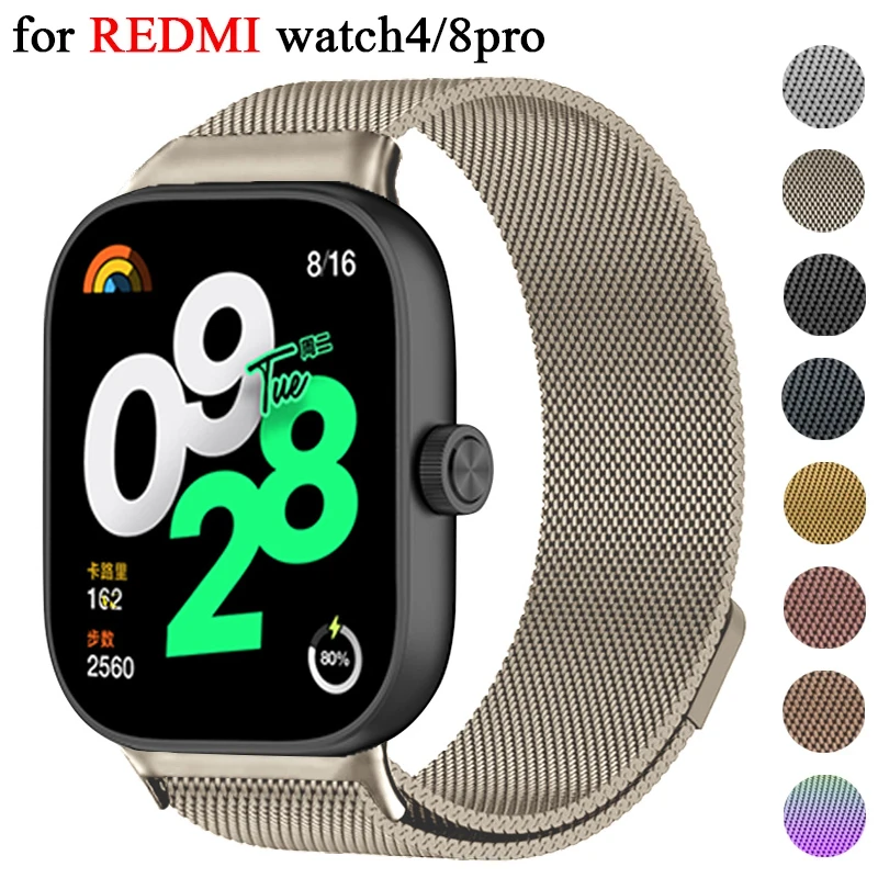 Magnetic Loop Strap For Xiaomi Redmi watch 4,Metal Wristband Smartwatch Bracelet For Xiaomi band 8 pro Replacement Metal Strap