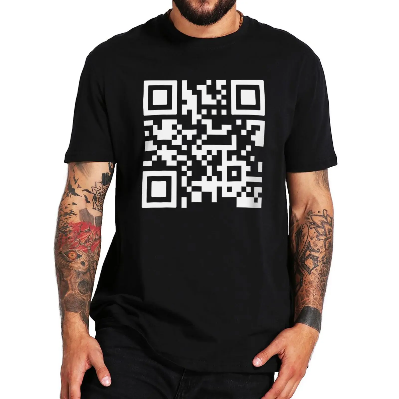 Funny F You QR Code T Shirt Funny Adult Humor Joke Weird Gift  Tee Tops 100% Cotton Soft Unisex O-neck Casual T-shirts EU Size