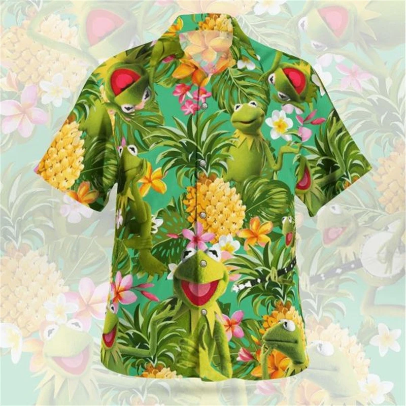 Men's Casual Shirts Parrot 3d Print Shirts Men Fashion Hawaiian Shirt Beach Blouses Short Sleeve Blouse Vocation Lapel Shirt Boy