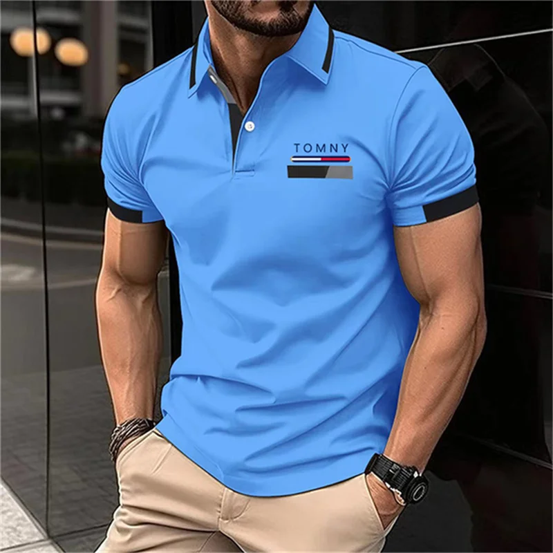 Summer Fashion Boutique Men's Polo Shirt Simple and Versatile Street Clothing Business Leisure Breathable Lapel Short sleeve Top