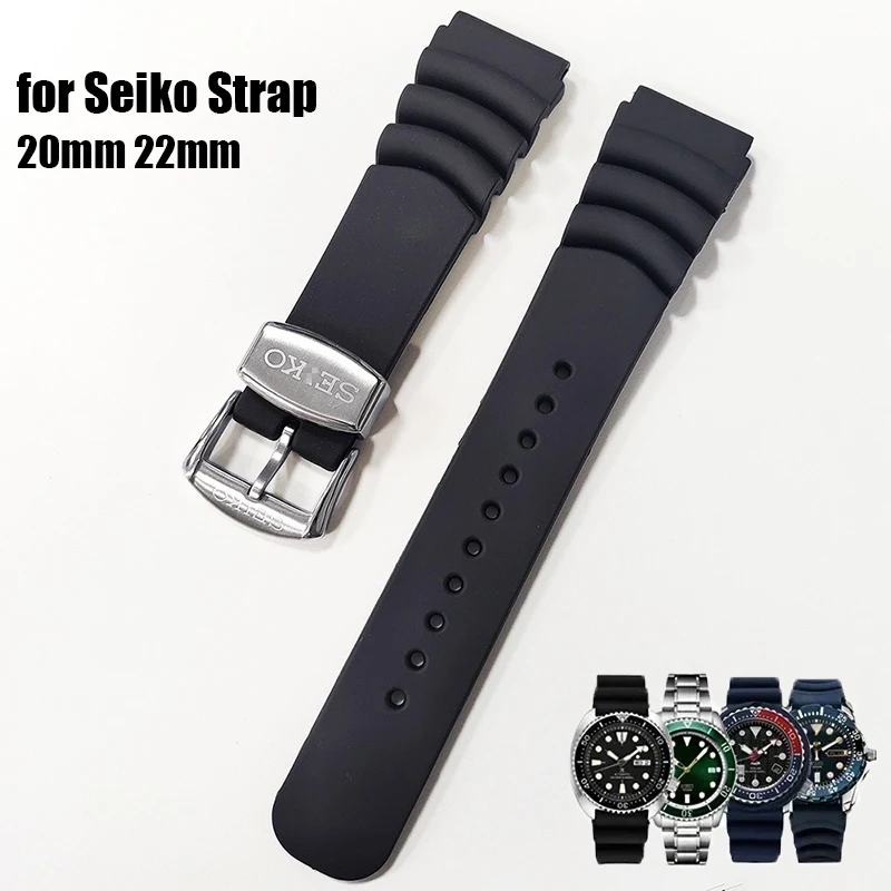 Silicone Watch Band for SEIKO SKX007 009 Diving 007 Abalone Canned Resin 20mm 22mm Watch Strap Ring Clasp Pin Buckle With Logo