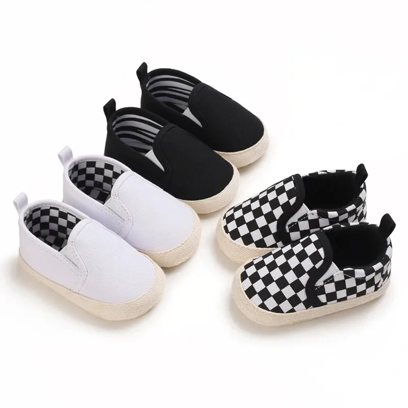 Baby Shoes Boy Girl Plaid Print Casual Canvas Soft Sole Newborn First Walker 0-18 Months