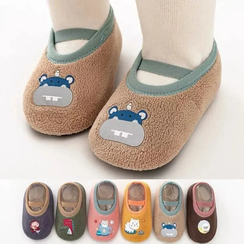 Baby Anti-slip Socks Newborn Warm Crib Floor Shoes with Rubber Sole for Children Boy Toddler Foot Girl Infant Cute Kids Slippers