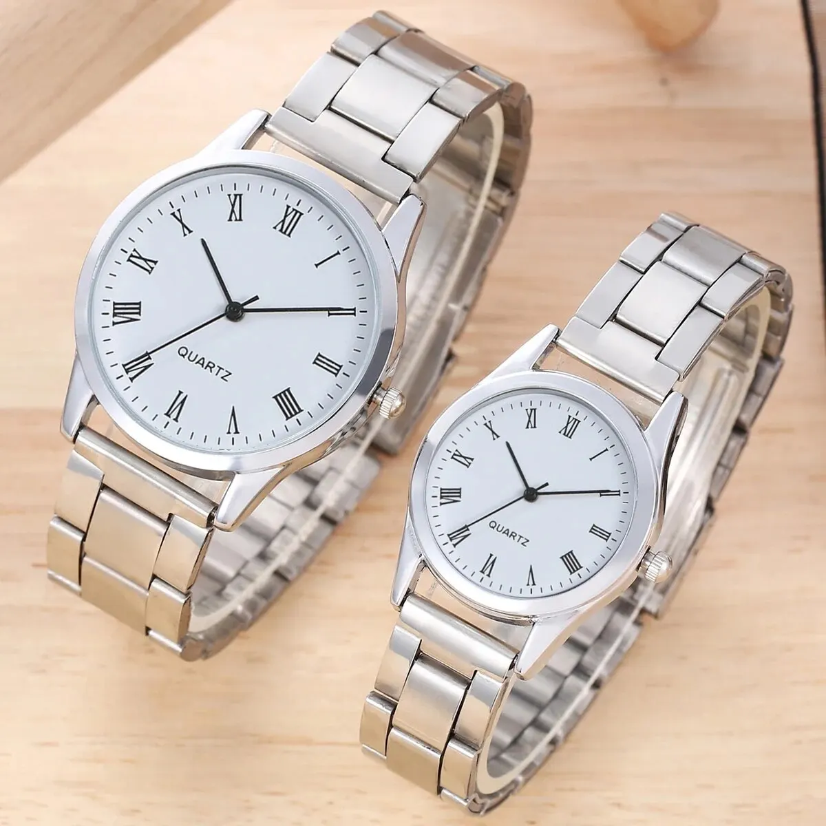 2Pcs/set Couple Minimalist Alloy Strap Quartz Watch As A Gift For Their Partner