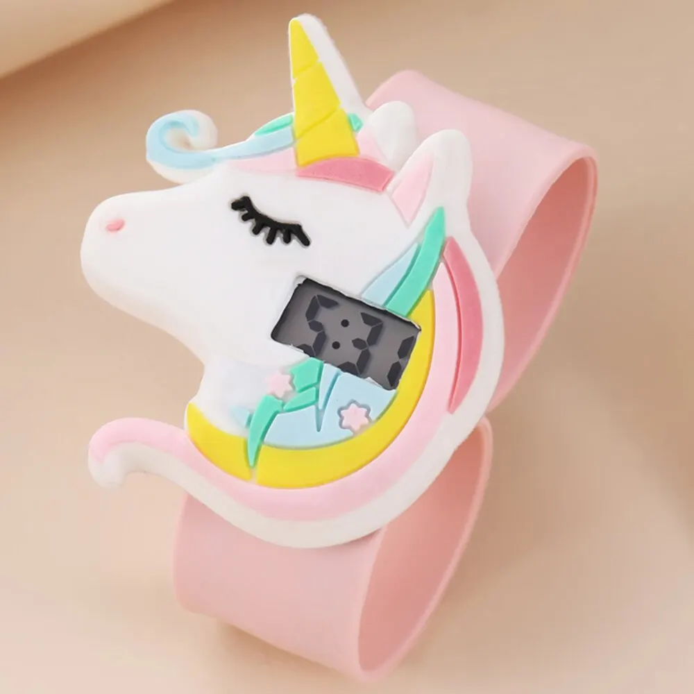 Baby 3D Cartoon Kids Birthday Gift Old Girl Boy Children Study Time Toy Watch Clock Free Spare Battery