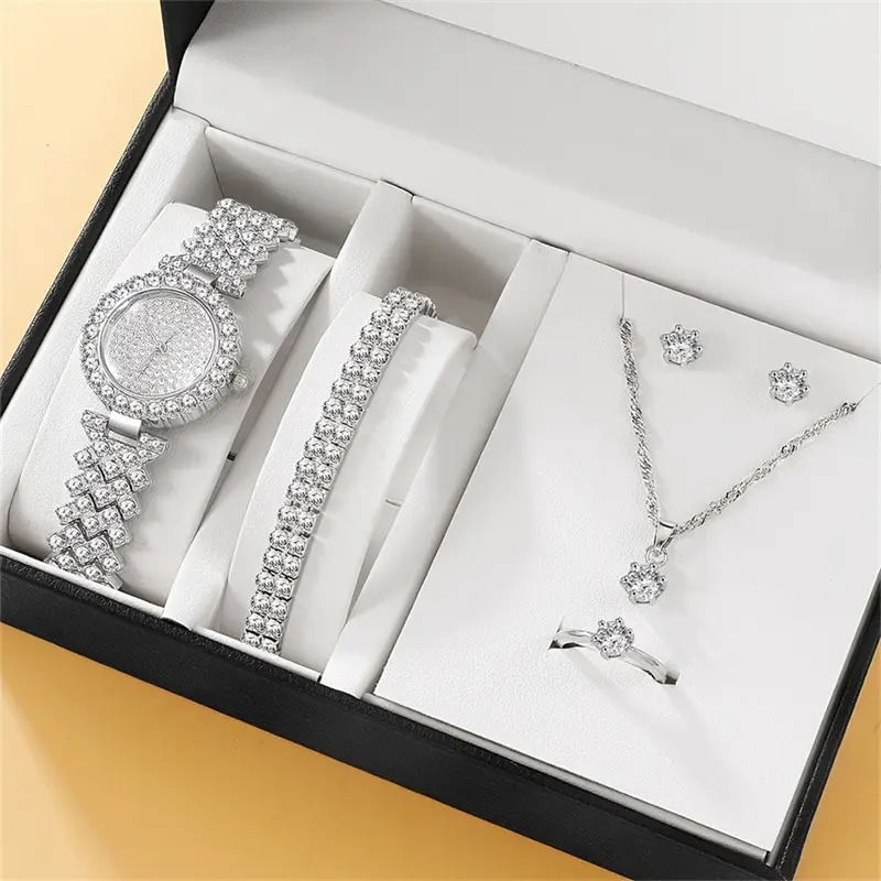 Watches Set Luxury Rhinestone Women Fashion Elegant Wristwatch Quartz Watch For Girl Ladies Clock Montre Femme