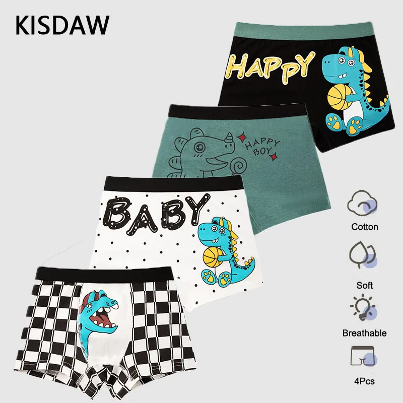 4 Pcs/Lot Kids Underwear Cotton Panties For Children Dinosaur Pattern Boxers Boy Breathable Boys Knickers Schoolboy Shorts Panty