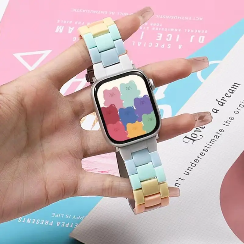 Candy Rainbow Band For Apple Watch Strap 8 7 6 5 4 3 SE 42MM 38MM 44MM 40MM Fashion Loop For iWatch 41MM 45MM Smart Watch correa