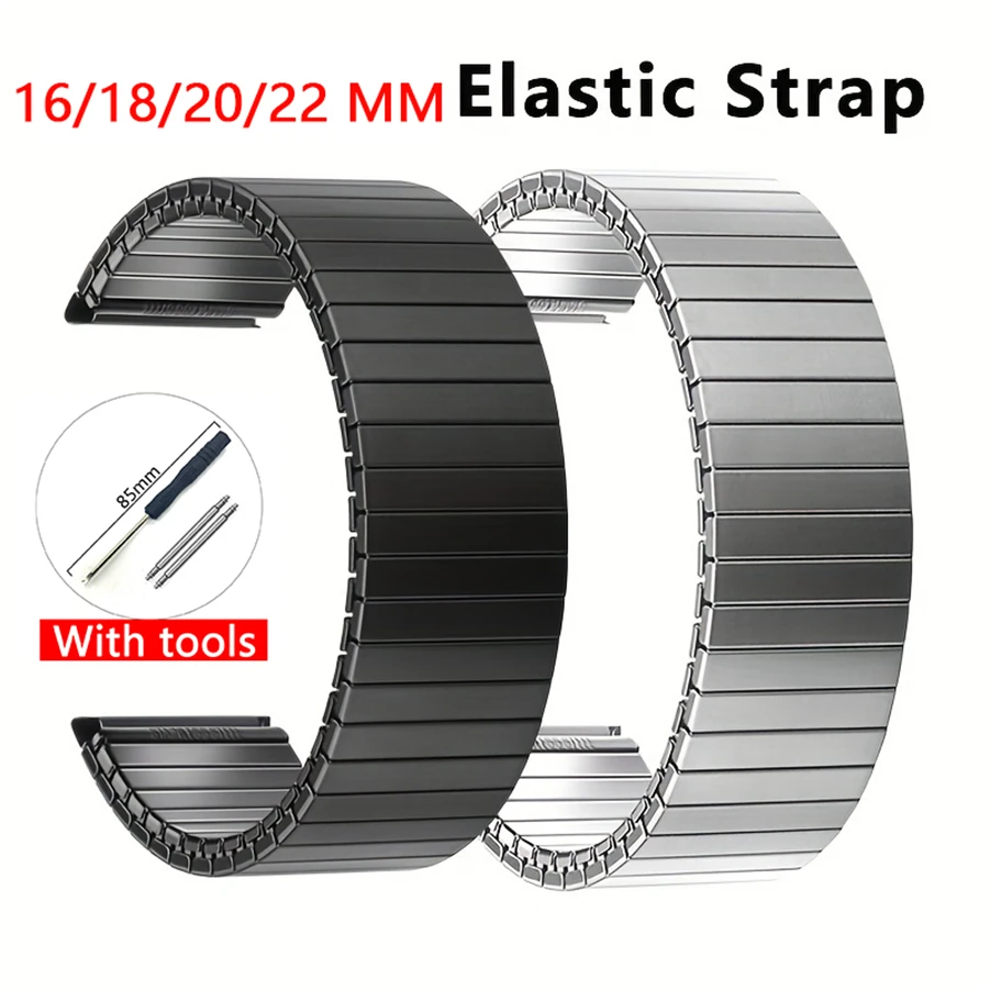 Metal Expansion Bracelet for Xiaomi Huawei Samsung Galaxy Smart Watch Band Stainless Steel Elastic Strap 16mm 18mm 20mm 22mm