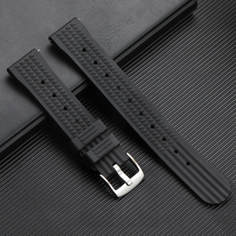 Premium Rubber WatchBand Fast Release Soft Universal Flat-end Strap Replacement for 7.3inch Wrist 20MM 22MM Watch Rubber Strap