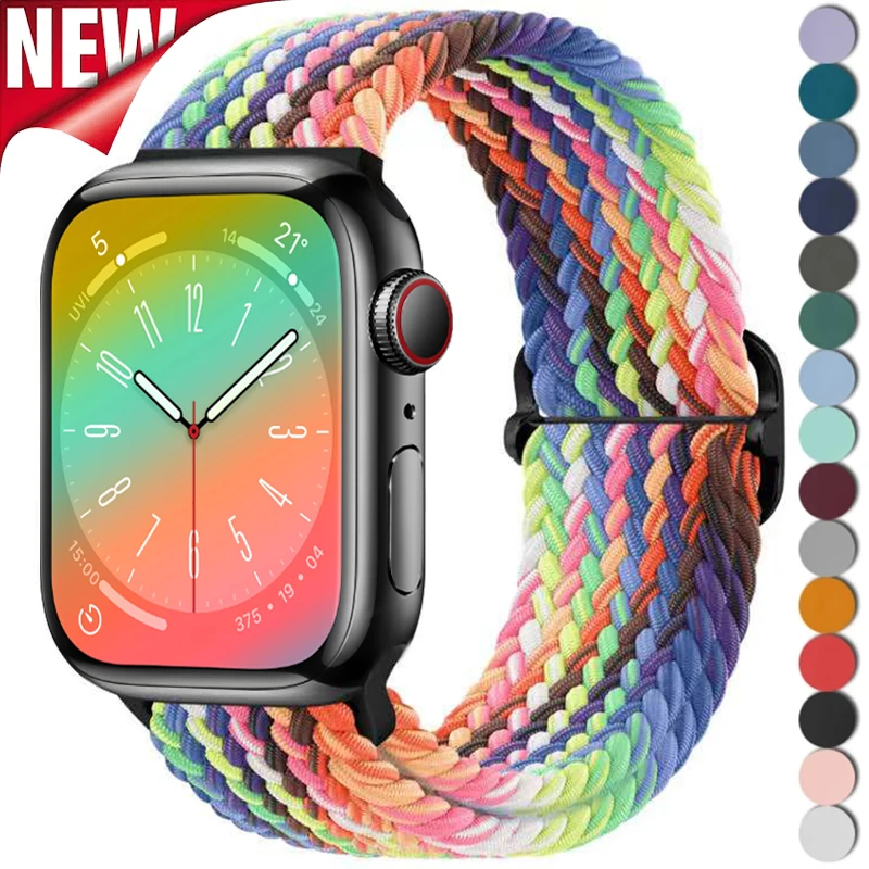 Nylon Strap for Apple Watch Ultra 2 Band 49mm 40mm 44mm 41mm 38 45mm Elastic Braided Loop Bracelet IWatch Series 9 8 7 6 SE 5 4