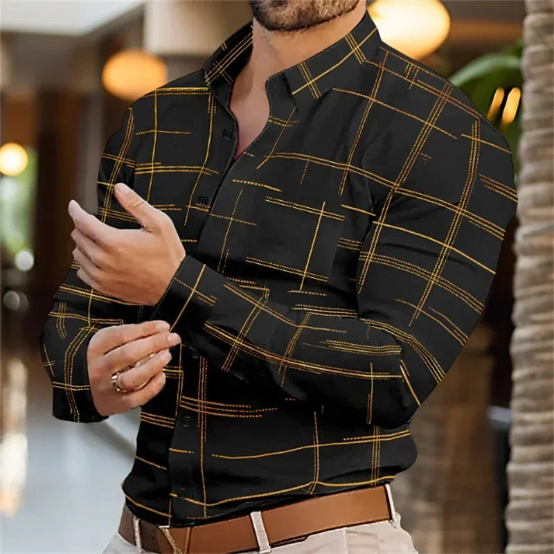 men's summer casual striped shirt, long sleeve stand collar, fashion men's shirt, mature men's casual clothing, striped shirt