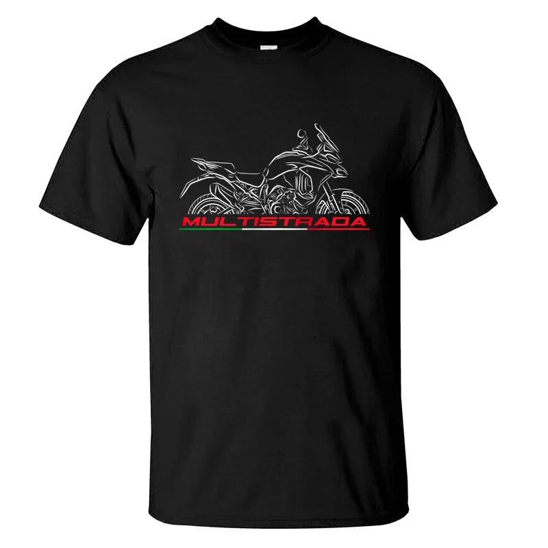 2024 Men T Shirt Casual Ducatis Multistrada V4 T-shirt Graphic Summer Short Sleeves 100% Cotton S-3XL Cool Tee