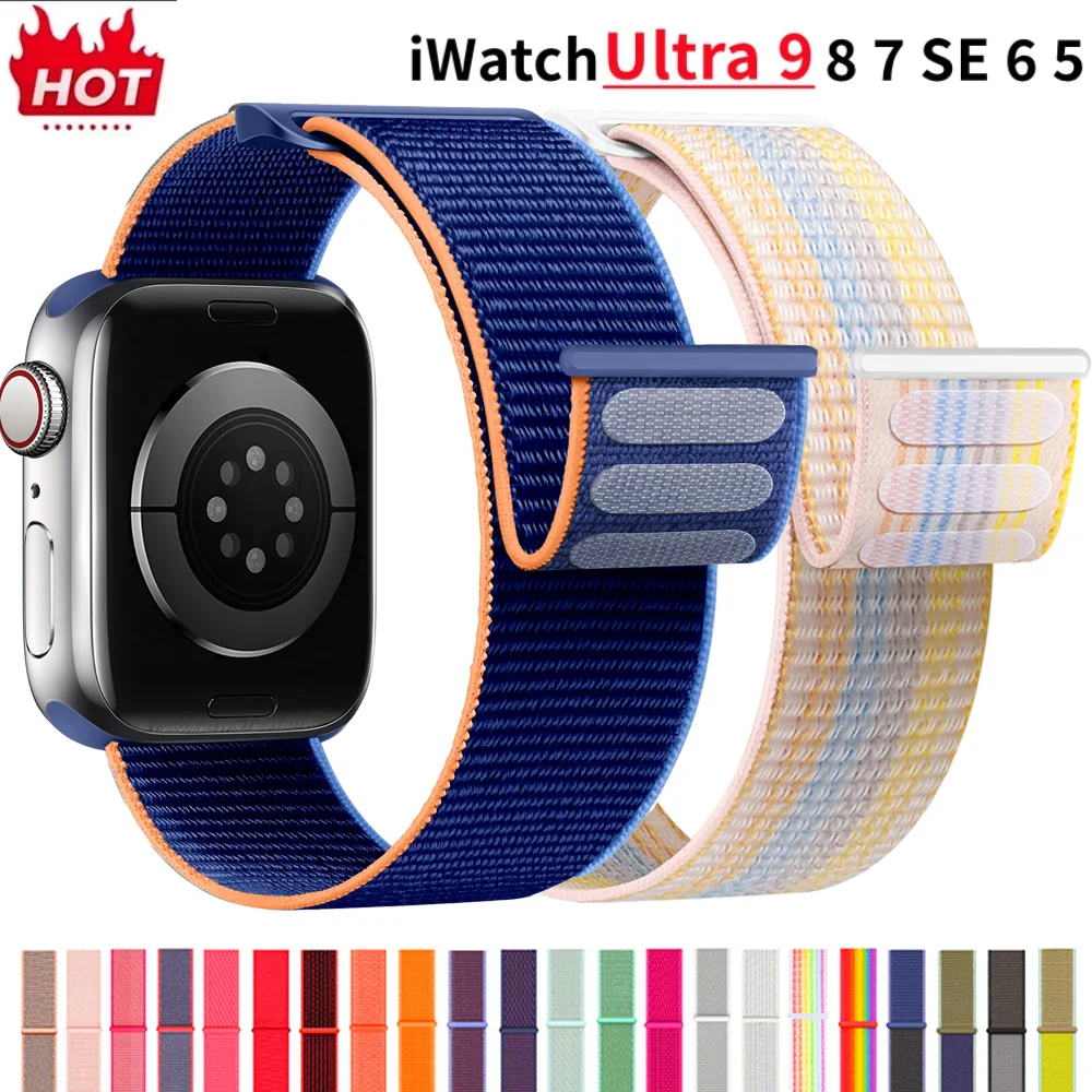 Nylon Loop Strap For Apple Watch Band 49mm 45mm 44mm 42mm 41mm 40mm 38mm Smart Belt Bracelet For IWatch Ultra 8/7/6/SE/5/4/3