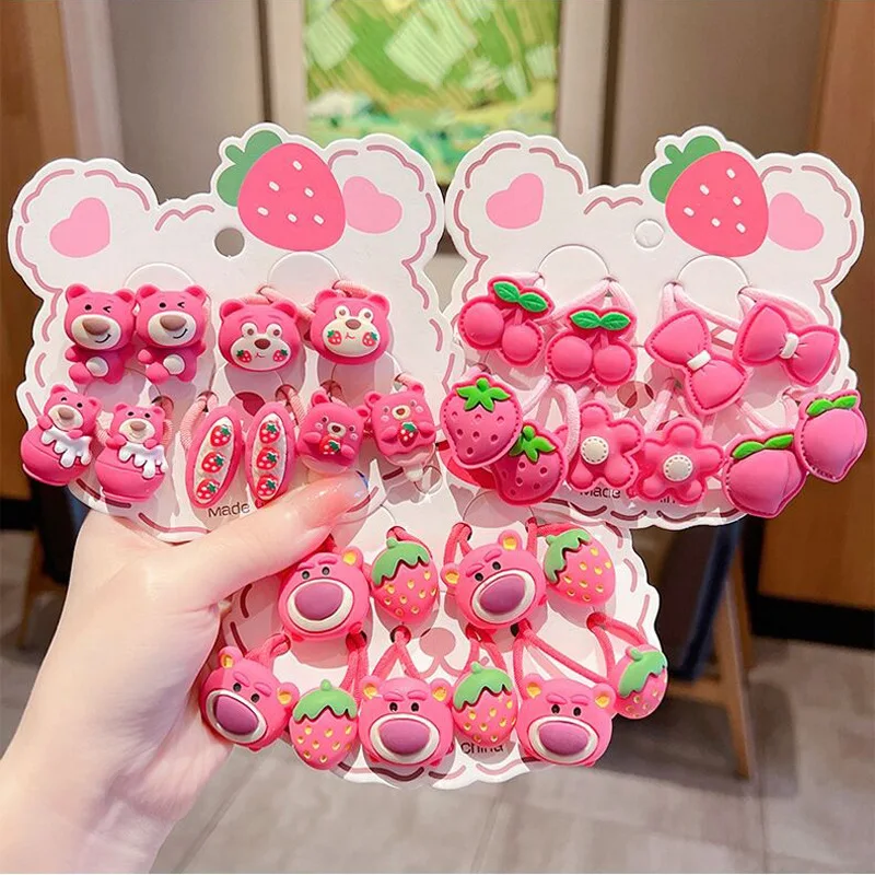 10Pcs Flower Bow Baby Girl Headband Elastic Hair Bands Kids Ponytail Hair Tie Rubber Bands For Weaving Fashion Hair Accessories