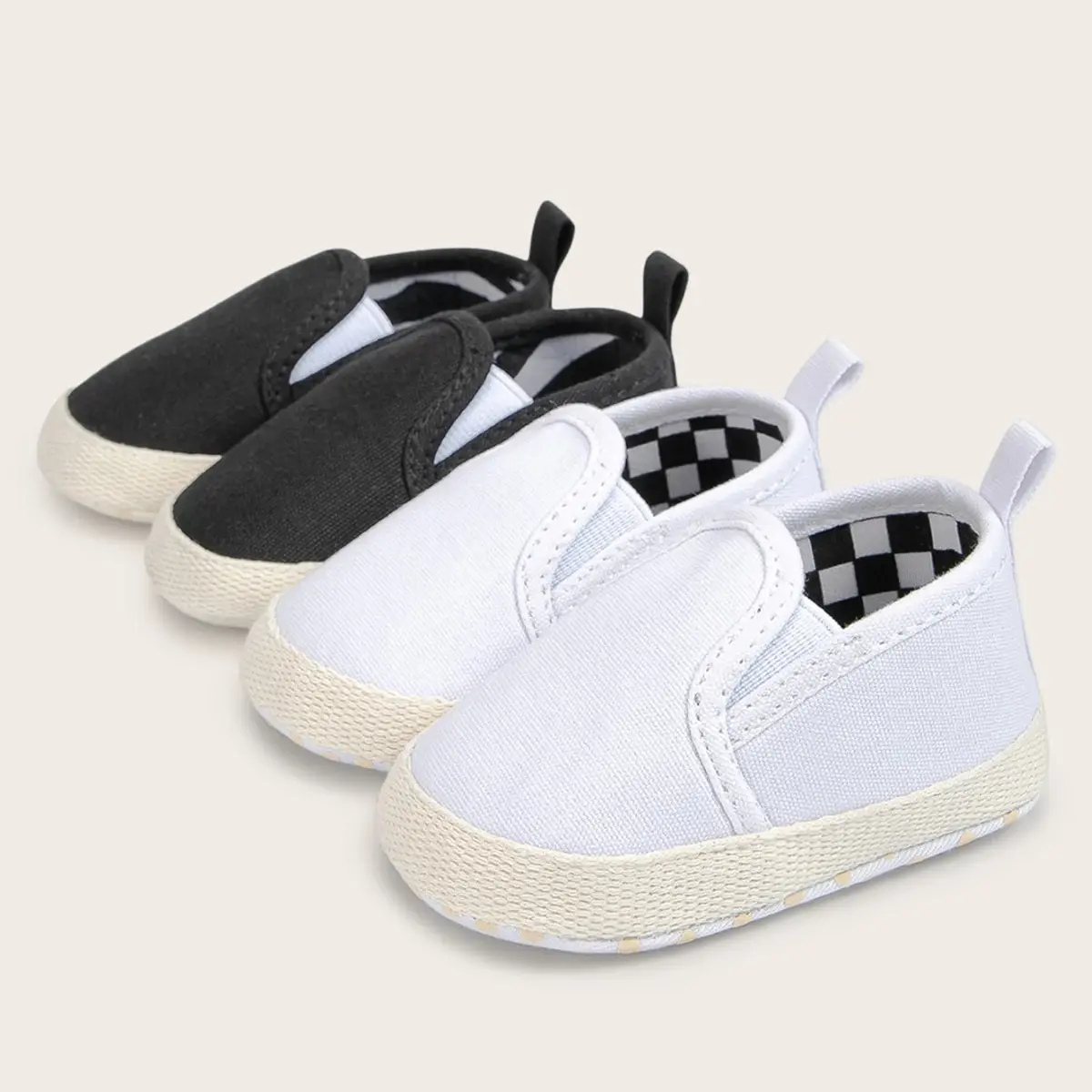 Meckior Newborn Baby Canvas Shoes Shallow Mouth Baby Boy Girl Sneakers Anti-slip Soft Cotton Sole Infant Toddler Crib Shoes