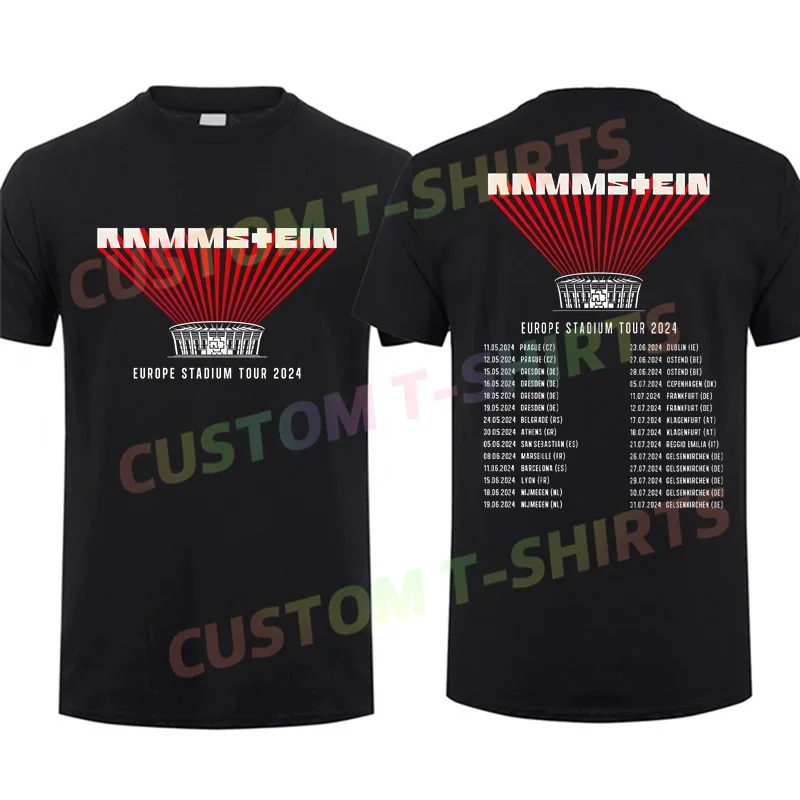 2024 Summer Men T Shirt Casual Hot Rammstain Europe Tour 2024 30th Anniversary T-shirt Graphic Short Sleeves 100% Cotton S-3XL