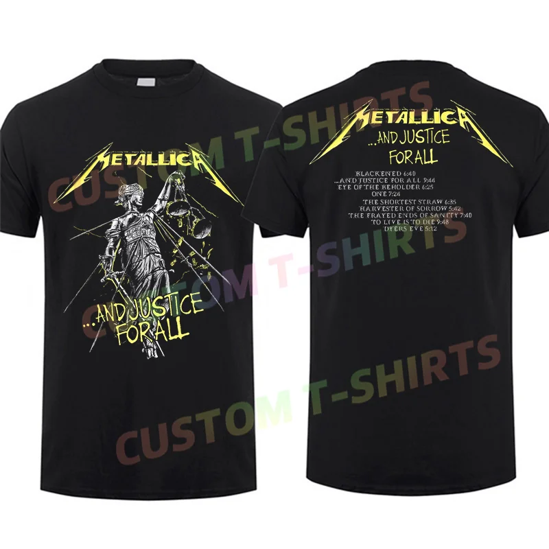 2024 Men T Shirt Casual ...And Justice for All - Tracklist T-Shirt Black By Metallicat Summer Short Sleeves 100% Cotton S-3XL