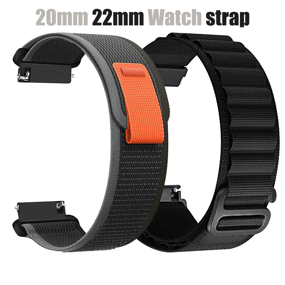 Nylon Band for Samsung Galaxy Watch 7 6 5 4 40mm 44mm Classic/Active/Gear S3 Frontier 20mm 22mm Sport Loop Strap Amazfit GTS 3 4