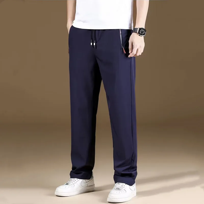 Spring and autumn new men's casual pants elastic straight leg sports pants