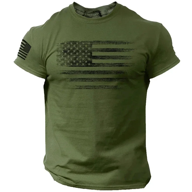 Gym Men's T Shirt For Men 3d Print USA Flag T-shirts Casual Oversized Short-sleeved Tees Summer Sportswear Tops Men Clothing