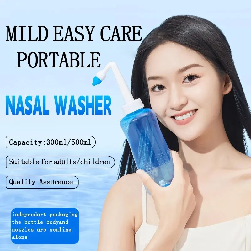 Manual Nasal Irrigator for Nasal Congestion, Household Adult Nasal Irrigator with Saline Solution, Medical Pediatric Rhinitis Na