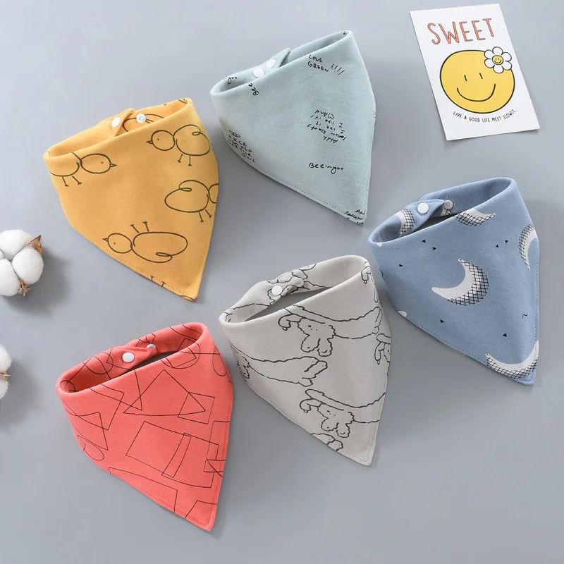 5pcs Baby Saliva Towel Triangle Scarf Pure Cotton Bandana Waterproof Bibs Newborn Boys Girls Absorbent Cloth Bib Saliva Scarf