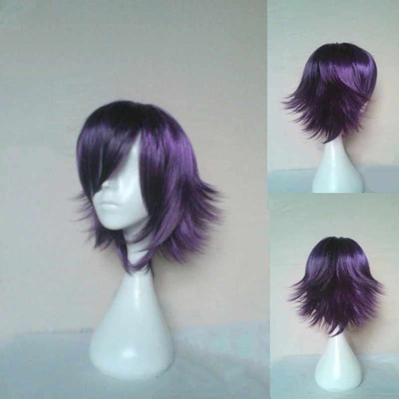 Main HAIRJOY Cosplay Wig Synthetic Hair Wigs Short Curly  Purple Black Wig image